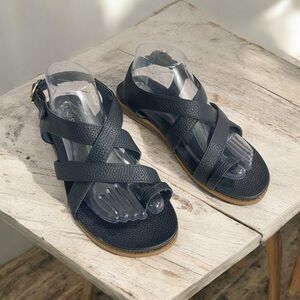 Flex Step Strappy Blue Pebble texture Summer Sandals size 9W